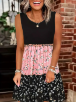 Kadın Askılı Yuvarlak Yaka çiçek Baskılı Salaş Süprem Elbise - Görsel 3