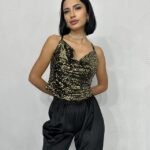 Gold Askılı Degaje Bluz