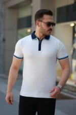 Erkek Renkli Yaka Kısa Kollu Tişört