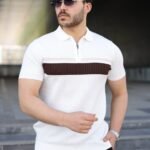 Erkek Örgü Desenli Renkli Kısa Kollu Triko Tişört