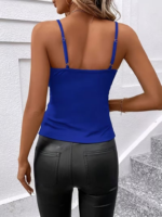 Kadın Ip Askılı önden çapraz Detaylı Ithal Krep Bluz - Görsel 4