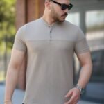 Erkek Hakim Yakalı Kısa Kollu Pamuklu T-shirt