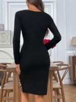 Kadın Uzun Kollu Bisiklet Yaka Yandan Büzgü Ve Leopar Detaylı Mini Ithal Krep Elbise - Görsel 5