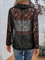 Kadın Uzun Kollu Yakalı önü Açık Dantelli Ceket - Görsel 3