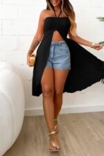 Kadın Straplez Boyundan Askılı Midi Bluz - Görsel 3