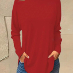 Kadın Uzun Kollu Yuvarlak Yaka Salaş Iki Iplik Bluz