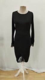 Kadın Uzun Kollu Bisiklet Yaka önden Dantel Ve Yırtmaç Detaylı Dalgıç Elbise - Görsel 4