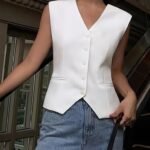 Kadın Sıfır Kollu önden Düğmeli Atlas Yelek