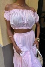 Büzgülü Crop Kat Detaylı Fırfır Etekli Takım 10196 - Görsel 9