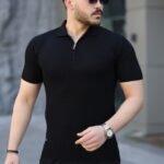 Erkek Viskon Kumaş Polo Yaka Desenli Tişört