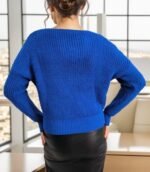 Kadın Uzun Kollu Düğme Detay Triko Hırka - Görsel 9