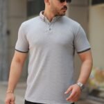 Erkek Düğmeli Yaka Waffle Kumaş Kısa Kollu Tişört