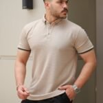 Erkek Düğmeli Yaka Waffle Kumaş Kısa Kollu Tişört