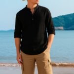 Erkek Uzun Kollu Hakim Yaka Düğmeli Erkek Müslim Gömlek