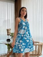 Kadın Askılı Deniz Yıldızı Desenli Süprem Elbise - Görsel 2