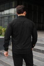 Erkek Uzun Kollu Cepli Kadife Gömlek - Görsel 4