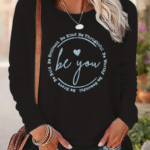 Kadın Uzun Kollu Bisiklet Yakabe Youdesenli Viskon Bluz