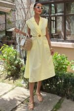 Göbeği Halka Detaylı Midi Boy Elbise 2896 - Görsel 5