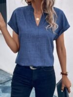 Kadın Kısa Kollu Hakim Yaka Sofya Bluz - Görsel 3