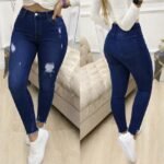 Kadın Yüksek Bel Yırtık Desenli Skınny Kot Pantolon