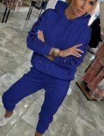 Kadın Uzun Kollu Kapşonlu Pulpayet Detay Viskon Iki Iplik Bluz Ve Pantolon Ikili Takım - Görsel 2