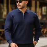 Erkek Selanik örme Yakalı Uzun Kollu Triko