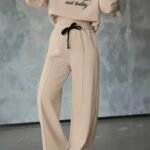 Kadın Uzun Kollu Nope Baskılı Beli Ribanalı Ikili Takım