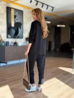 Kadın Uzun Kollu Bisiklet Yaka Viskon Iki Iplik Bluz Ve Pantolon Ikili Takım - Görsel 4