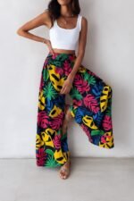 Kadın Yüksek Bel Lastikli Desenli Süprem Pantolon - Görsel 2