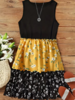 Kadın Askılı Yuvarlak Yaka çiçek Baskılı Salaş Süprem Elbise - Görsel 2