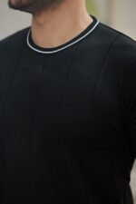 Erkek Bisiklet Yaka çizgi Desenli Ribanalı Kısa Kollu Tshirt - Görsel 3