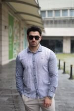 Erkek Pamuklu Keten Kumaş Gömlek - Görsel 5