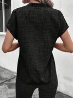 Kadın Kısa Kollu Hakim Yaka Sofya Bluz - Görsel 3