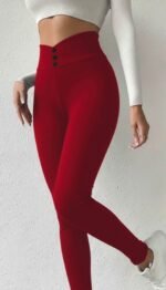 Kadın Yüksek Bel önden Düğmeli Dalgıç Tayt - Görsel 2