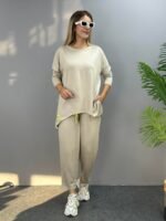 Kadın Iki Iplik Viskon Pamuk Kumaş Arma Detaylı Ikili Takım - Görsel 5