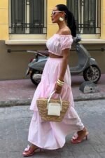 Büzgülü Crop Kat Detaylı Fırfır Etekli Takım 10196 - Görsel 3