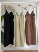 Göğsü Aksesuarlı Önü Yırtmaçlı Elbise 2899 - Görsel 9