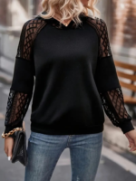 Kadın Uzun Kollu Dantelli Kapşonlu Viskon Iki Iplik Bluz - Görsel 3
