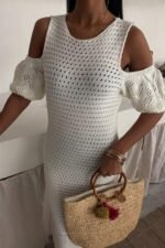 Omuz Detaylı Etek Ücü Püsküllü Triko Elbise 2862 - Görsel 3