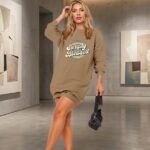 Kadın Uzun Kollu Bisiklet Yaka Yazılı Viskon Iki Iplik Elbise