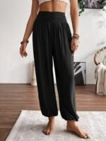 Kadın Yüksel Bel Yoğun Büzgü Detaylı Aerobin Pantolon - Görsel 5