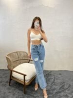 6373 DENİM SLIM PALAZZO FIT-MAVİ - Görsel 2