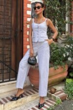 Kalın Askılı Bluz Pantolon Keten Takım 10187 - Görsel 6