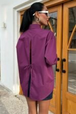 Süzine Cepli Arkası Yırtmaçlı Oversize Gömlek 3420 - Görsel 2