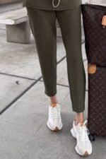 Kadın Uzun Kollu Balıkçı Yaka Belden Lastikli Modal Bluz Ve Pantolon Ikili Takım - Görsel 4