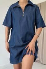 Mavi Tencel Kuplu Elbise - Görsel 3