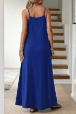 Kadın Ip Askılı V şerit Yakalı Uzun Viskon Elbise - Görsel 4