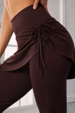 Kadın Yüksek Belli Yandan Büzgülü Paçaya Doğru Geniş Dalgıç Tayt - Görsel 2