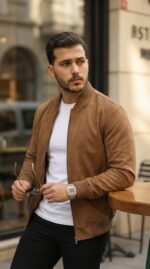 Erkek önden Fermuarlı Içi Astarlı Süet Ceket - Görsel 7