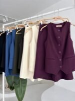 Midi Şortlu Ve Yelekli Viscon Takım 10167 - Görsel 10